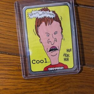 MTV Beavis and Butt-Head Card - Yellow and Red. Very rare! Sticker trading card!